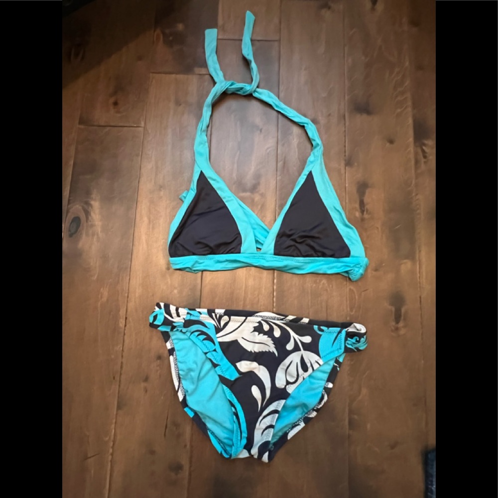 Mossimo Gray & Turquoise Swimsuit Bikini